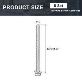 sourcing map M3 x 40mm 304 Stainless Steel Phillips Pan Head Machine Screws Bolts Combine with Spring Washer and Plain Washers 5Pcs