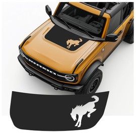 BENINI DESIGN STUDIO Ford Bronco Hood Blackout Style Horse Logo Racing Stripes Decal Compatible with Ford Bronco 2021 2022 2023 2024 2025 2026 4-Door, 2 Door (Matte Black)