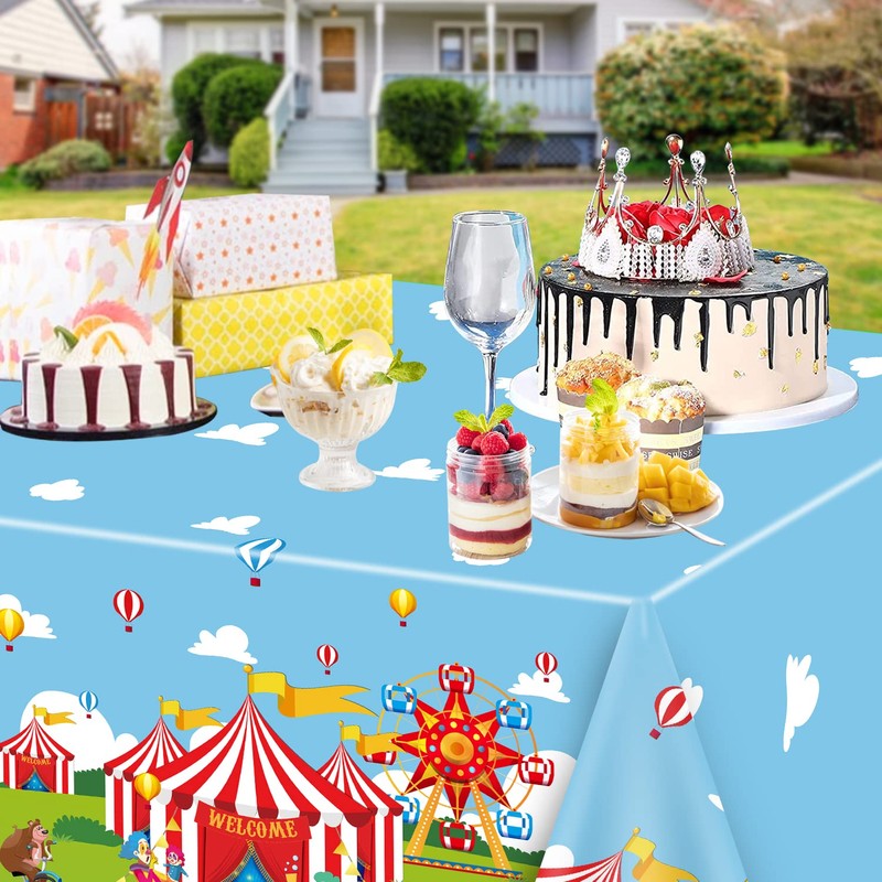 QUERICKY 4 Pack Circus Theme Tablecloths, 51x87'' Carnival Plastic Disposable