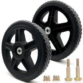 10 Inch Lawn Mower Wheels Wheel kits with Bolts & Nuts - Set of 2 Push Mower Plastic Wheels Fits Craftsman Mower Generator Garden Tiller Most Standard Lawn Mowers