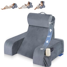 Kayfia Reading Pillow, 30-90° Stepless Adjust Angle & Height, Medium, Grey