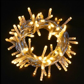 MULTI-SPARKING LED Christmas Tree Lights - Mini Warm White String Lights Plug in, 8 Modes Outdoor Christmas Lights for Tree Party Decorations, 100 LED 8 Feet, Clear Wire, Memory Function