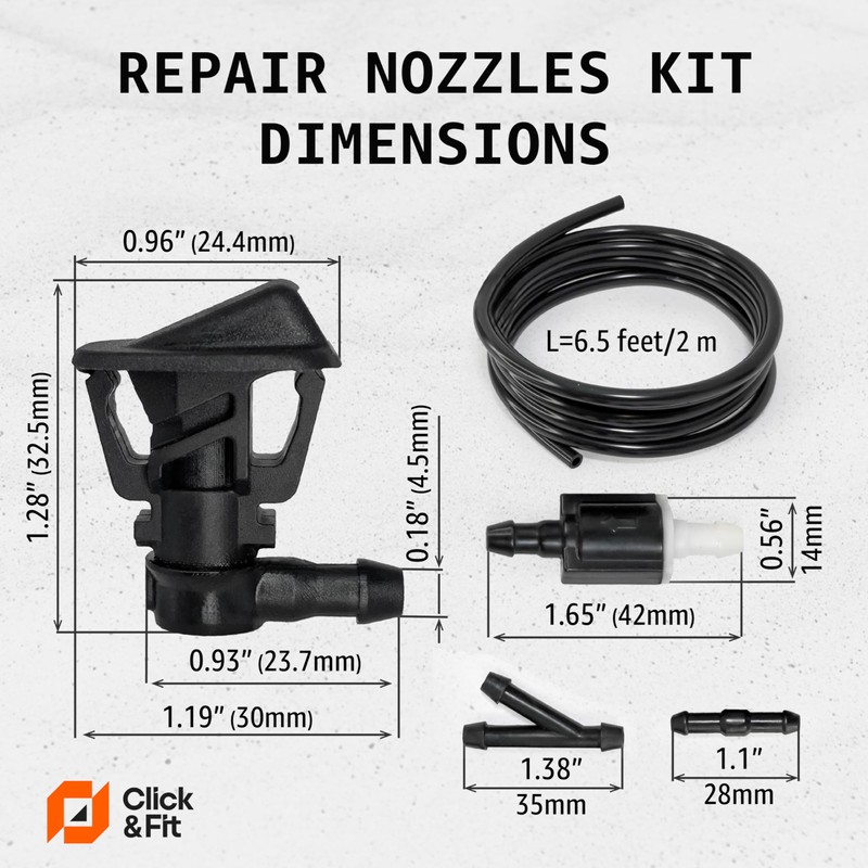 Click&Fit Repair kit Windshield washer Nozzles compatible with Jeep Wrangler