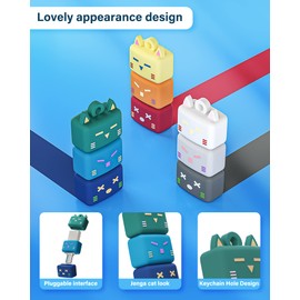 Bilious Type C USB Memory, 2 in 1 OTG Dual USB 3.0 64G Flash Drive, Jenna Cat Design Cute Thumb Drive, Waterproof & Small Memory Stick