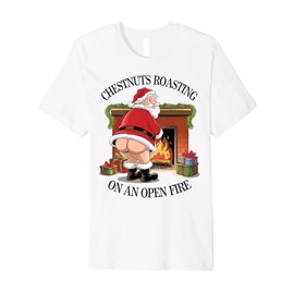 Naughty Santa Roasting Nuts Xmas Humour Premium T-Shirt