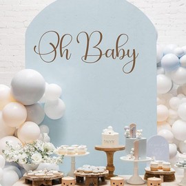 Oh Baby Wall Decal - Oh Baby Shower Party Decor Stickers Wall Decals for Gender Reveal, Birthday, Welcome Baby Baptism Party Supplies, Photobooth Backdrop