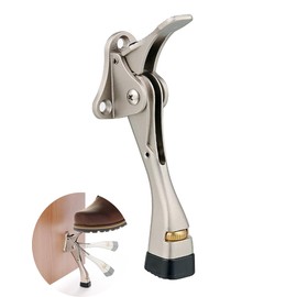 HOME&I Easy Pedal Kick Down Door Stop Stopper Easy Step Door Kick Doorstop,Premium Quality,Height-Adjustable Rubber Foot,4 Inch (Satin Nickel, 4 Inch x 1 Pack)