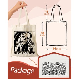 Miss Adola Tote Bag for Women Girls Aesthetic Canvas Tote Bag with Pocket Inspired Gift Reusable Casual Bag for Work Shopping, PositiveSkull
