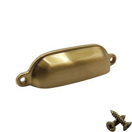 M4TEC Cup Kitchen Cupboard Door Handle, Kitchen Cabinet Handles, and Drawers, Bedroom Furniture Brushed Brass Pull Handles - VG4 Series: 96 mm Pack of 10