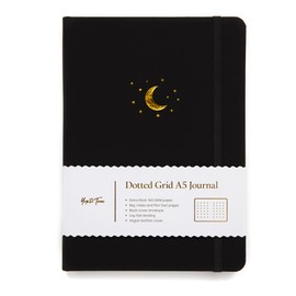 Yop & Tom Moon & Stars Dotted Notebook - With Extra Thick 160 GSM Paper and Grid Guide - Bullet Grid Journal - Charcoal