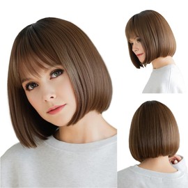 Medical Wig, Full Wig, Bob, Short Bob, Hand Planted, "Angel's Mini Bob" (Milky Mocha Brown Pudding)