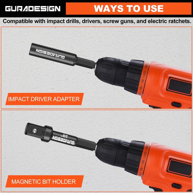 GURADESIGN 9-Piece Impact Drill Socket Adapter Set and Universal Joints