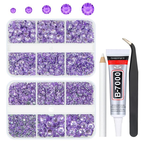 qiipii Amethyst Purple Resin Crystal Rhinestones w B7000 Jewelry Glue