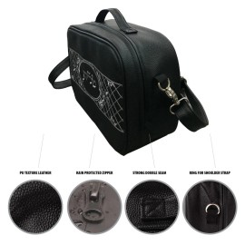 Tallit Tefillin Travel Faux Leathe Tote Bag Rain Proof silver emroidered 12X8X4