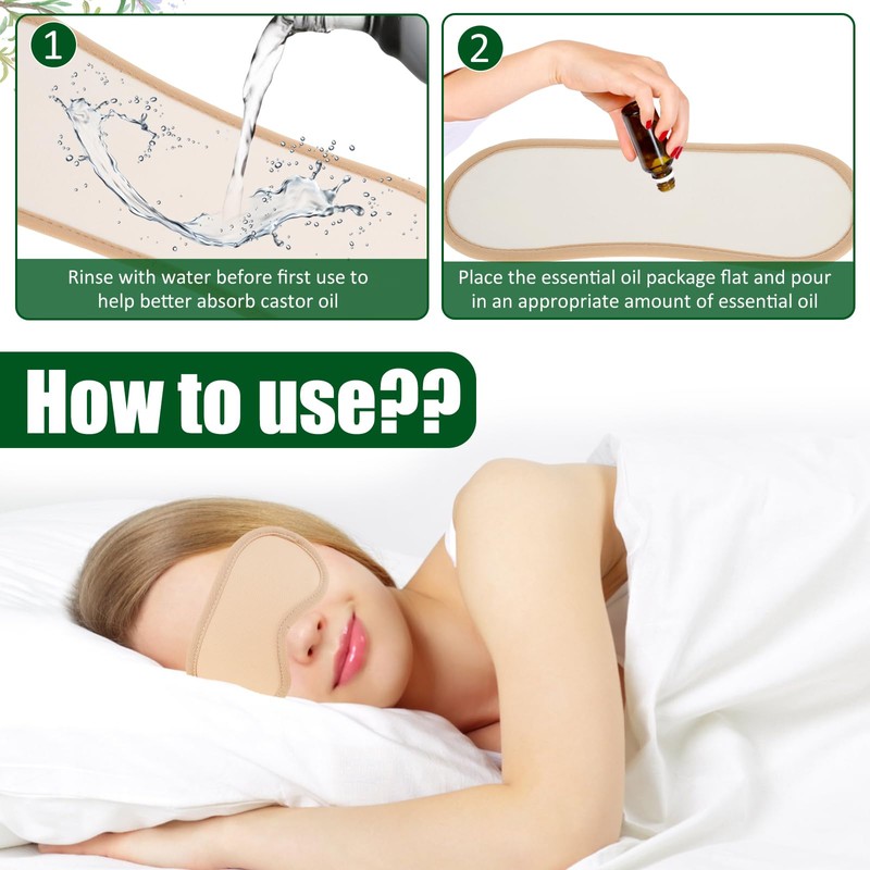2 Pcs Castor Oil Pack for Eyes, Reusable Washable Bamboo