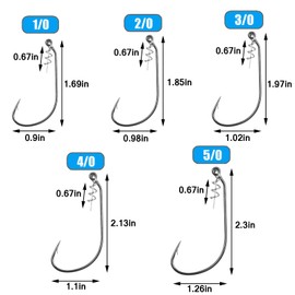 Swimbait Hooks for Bass Fishing, 40pcs/45pcs Worm Hooks with Centering Spring Pin Weedless Hook for Soft Plastic Fishing Lures Bait 1/0-5/0