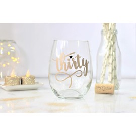 Thirty Stemless Wine Glass Gold 30th Birthday Gift for Women 0008