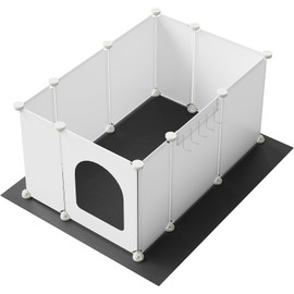 HOOBRO Cat Litter Box Enclosure with Large Oxford Mat, Extra Large Litter Box Shield with Row-Hook, 30.3" L x 18.5" W x 15.7" H, Compatible with Most Litter Boxes, White BW07PP03
