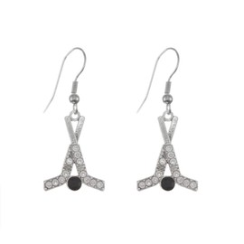 Inspired Silver - Hockey Sticks & Puck - Silver Dangle Earrings for Women - Unique Charm Earrings French Hook Drop - Women's Dangly Earrings Jewelry Gift