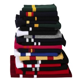 Rib Knit Waistband,Ribbed Cuff,Striped Rib Knit Fabric by Neotrims, British Made Cuffing,Waist Band and Neck Band Ribs to Revamp Jackets,Bombers. #012, Green with 1 Gold Stripe, 105x12cm