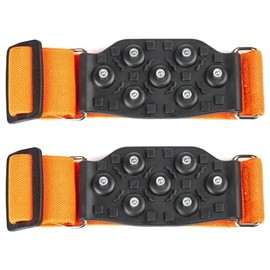 Ice Cleats Mid-Sole with 7 Tungsten Spikes, Snow Traction Cleats Anti Slip Crampon, Adjustable Strap, Large, SAFEGEAR