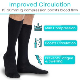 Vive Compression Dress Socks for Men - 15-20 mmHg Graduated Compression Knee High Stockings - For Swelling, Varicose Veins, Enhanced Circulation- Airplane Travel, Athletic, All-Day Wear (Large)