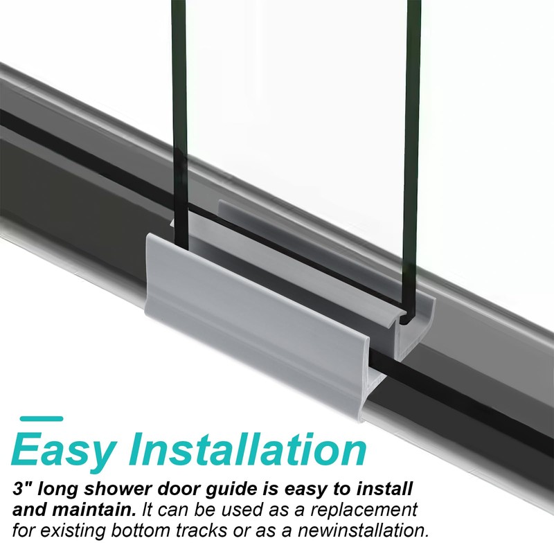 Gray Sliding Shower Door Bottom Guide - 1-3/8" Wide x