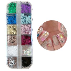 Inidea Color Sequin Nail Glitter Parts, 1 Piece, B. Deep Jewel / 이니디어 컬러 스팽글 네일 글리터 파츠, 1개, B. 딥쥬얼
