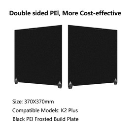 K2 Plus Build Plate, Double Side Black Textured PEI Sheet Printing Bed Platform for Creality K2 Plus 3D Printer, 370x370mm Flexible Spring Steel Plate Heated Bed Replacement