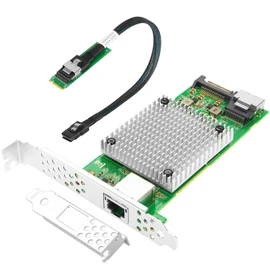 Euqvos 10 Gigabit M.2 to RJ45 NIC, Intel 82599 Controller, Single-Port RJ45, M Key, with SFF 8087 0.35m(1.1ft) Cable, 10 Gigabit Ethernet Expansion Card for Windows/Windows Server/Linux