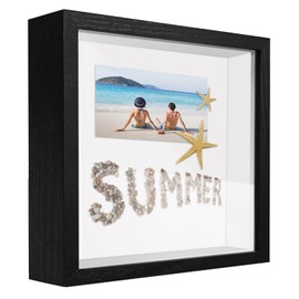 sunmeg 3D Picture Frame for Filling 25 x 25 cm Deep 3D Object Frame Wood up to 3 cm, 3D Frame for Objects, Flowers, Wedding Bouquet or Memorabilia, Black