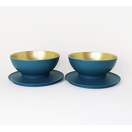 Tupperware Allegra Petrol Gold 2 x 275 ml Serving Bowl, Bowl + Yoghurt Cup