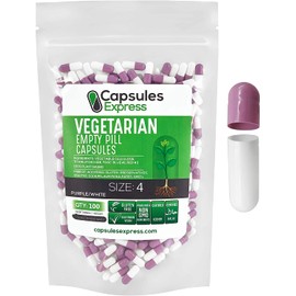 XPRS Nutra Size 4 Empty Capsules - 100 Count Small Empty Vegan Capsules - Capsules Express Vegetarian Empty Pill Capsules- DIY Vegetable Capsule Filling- Veggie Pill Capsules (Lavender / White)