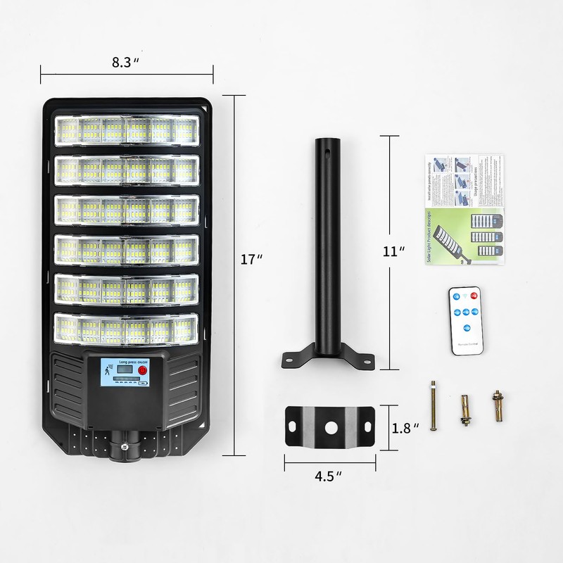 Solar Street Light with Motion Sensor, Solar Lights Outdoor Waterproof