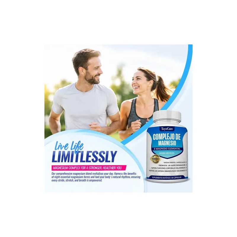 Complejo Magnesio Toyocare Elemental Glicinato Citrato Cápsulas Huesos Músculos Energía