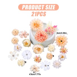 21Pcs Flower Hair Clip Set Artificial Tropical Flower Hair Clip,Artificial Flower Hair Pins,Bridal Bridesmaid Flower Headpiece for Seaside Holiday Hawaii Floral Vacation (Eige-Yellow)