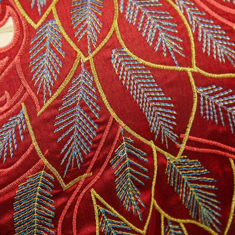 vctops Elegant Embroidered Peacock Decorative Throw Pillow Case Silky Satin