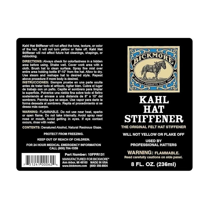 Bickmore Kahl Hat Stiffener - Great for Fabric & Felt