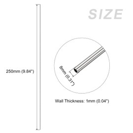 METALLIXITY 316 Stainless Steel Pipe 316 Stainless Steel Tube 316 Stainless Steel Tube 8mm OD x 1mm T x 250mm L 2pcs Straight Tube for Furniture Machinery