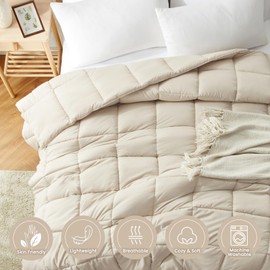 Homelike Moment Comforter King Size - Beige Duvet Insert Down Alternative Bed King Comforter, Lightweight Bedding Comforters Quilted Soft All Season Beige
