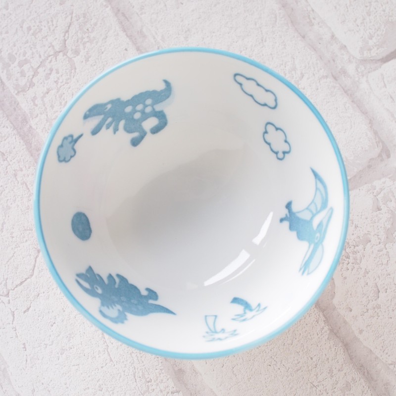 Minoru Ceramic Kids Bowl Dinosaur White 4965583706199