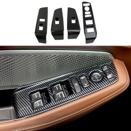 Crosselec Carbon Fiber Style Window Lift Switch Panel Cover Trim for 2022-2025 Acura MDX - Push Button, Manual Operation, Black