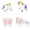 2 Pairs of Children's Earrings Nickel-Free 925 Sterling Silver Unicorn