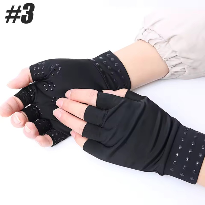 2-Pack Fingerless Compression Glove Pairs with Magnetic Dot Design, Unisex