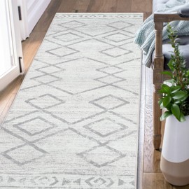jinchan Runner Rug 3x10 Moroccan Hallway Rug with Line Bohemian Kitchen Washable Runner Rug Modern Geometric Soft Rug Indoor Non Slip Carpet Bathroom Bedroom Grey