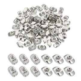 PATIKIL 3030 Series M4 t Nuts, 100pcs t Slot Nut Hammer Head Fastener Nut, Nickel Plated Carbon Steel Nut for Aluminum Profile l Silver