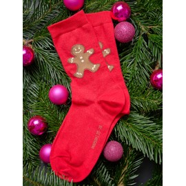 Hudson Women's Gingerbread Fashion Socks, x-mas red 0757