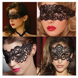 Nenluny 4pcs Black Lace Masquerade Mask Women Venetian Masks Lace Maskes for Party Evening Prom Ball Costumes Accessories