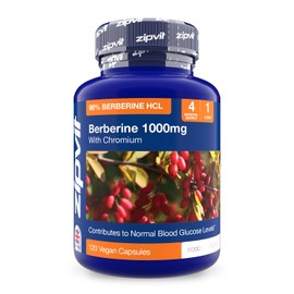 Zipvit Berberine 1000mg with Chromium, High Strength 98% HCl Berberine Supplement, 120 Capsules, 4 Months Supply, Supports Normal Blood Glucose Levels