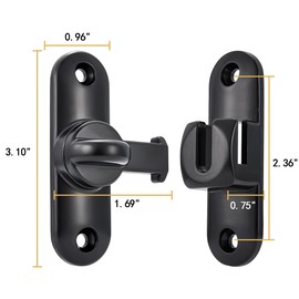 Wocoe 90/180° Barn Door Latches，Right Angle Door Lock,Zinc Alloy Flip Latch for Cabinets, Windows, Gardens, Barn, Bathroom,Cabinets and Small pet Cages(2,Black)